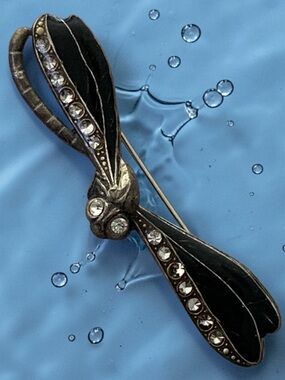 Art Deco Black Dragonfly Brooch Vintage Inspired Pierre Bex